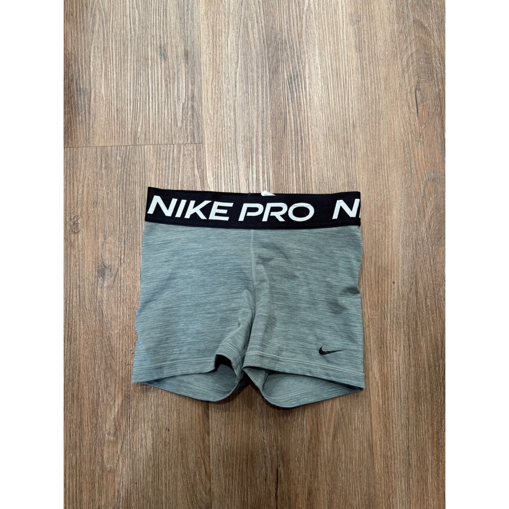 Nike Pro Dri-FIT Womens Gray Heather Compression Athletic Shorts 3 Inch Inseam S